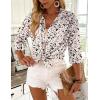 Zeagoo Button Down Shirts for Women 3/4 Sleeve Tops V Neck Collared Blouses Business Casual Outfits(Sa1)