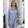 Zeagoo Button Down Shirts for Women 3/4 Sleeve Tops V Neck Collared Blouses Business Casual Outfits(Tz273)