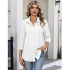 Zeagoo Button Down Shirts for Women 3/4 Sleeve Tops V Neck Collared Blouses Business Casual Outfits(White)