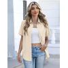 Zeagoo Button Down Shirts for Women Short Sleeve Collared Tops Dressy Casual V Neck Blouses(Beige)