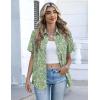 Zeagoo Button Down Shirts for Women Short Sleeve Collared Tops Dressy Casual V Neck Blouses(Green Florals)