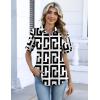 Zeagoo Button Down Shirts for Women Short Sleeve Collared Tops Dressy Casual V Neck Blouses(Jh608- Geometry)