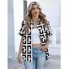 Zeagoo Button Down Shirts for Women Short Sleeve Collared Tops Dressy Casual V Neck Blouses(Jh608- Geometry)