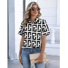 Zeagoo Button Down Shirts for Women Short Sleeve Collared Tops Dressy Casual V Neck Blouses(Jh608- Geometry)