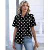Zeagoo Button Down Shirts for Women Short Sleeve Collared Tops Dressy Casual V Neck Blouses(Jh696- Polka Dot)
