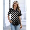 Zeagoo Button Down Shirts for Women Short Sleeve Collared Tops Dressy Casual V Neck Blouses(Jh696- Polka Dot)
