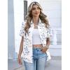 Zeagoo Button Down Shirts for Women Short Sleeve Collared Tops Dressy Casual V Neck Blouses(Sp106- Leaves)