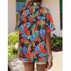 Zeagoo Hawaiian Shirts for Women Tropical Floral Button Down Short Sleeve Blouses Summer Beach Shirt Vacation Tops(A-black Tropical)