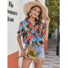 Zeagoo Hawaiian Shirts for Women Tropical Floral Button Down Short Sleeve Blouses Summer Beach Shirt Vacation Tops(A-black Tropical)
