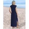 Zeagoo Summer Dresses for Women 2026 Long Maxi Sundresses Loose Split Wrinkle-Free Beach Travel Vacation Clothes(A02-blue)