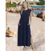 Zeagoo Summer Dresses for Women 2026 Long Maxi Sundresses Loose Split Wrinkle-Free Beach Travel Vacation Clothes(A02-blue)