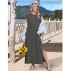 Zeagoo Summer Dresses for Women 2026 Long Maxi Sundresses Loose Split Wrinkle-Free Beach Travel Vacation Clothes(Dark Gray)