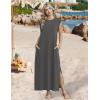 Zeagoo Summer Dresses for Women 2026 Long Maxi Sundresses Loose Split Wrinkle-Free Beach Travel Vacation Clothes(Dark Gray)