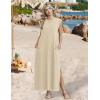 Zeagoo Summer Dresses for Women 2026 Long Maxi Sundresses Loose Split Wrinkle-Free Beach Travel Vacation Clothes(Light Brown)