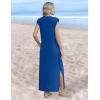 Zeagoo Summer Dresses for Women 2026 Long Maxi Sundresses Loose Split Wrinkle-Free Beach Travel Vacation Clothes(Navy Blue)