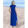 Zeagoo Summer Dresses for Women 2026 Long Maxi Sundresses Loose Split Wrinkle-Free Beach Travel Vacation Clothes(Royal Blue)