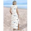 Zeagoo Summer Dresses for Women 2026 Long Maxi Sundresses Loose Split Wrinkle-Free Beach Travel Vacation Clothes(White Flowers)
