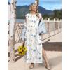 Zeagoo Summer Dresses for Women 2026 Long Maxi Sundresses Loose Split Wrinkle-Free Beach Travel Vacation Clothes(White Flowers)