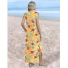 Zeagoo Summer Dresses for Women 2026 Long Maxi Sundresses Loose Split Wrinkle-Free Beach Travel Vacation Clothes(Yellow Palm Leaf)
