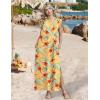 Zeagoo Summer Dresses for Women 2026 Long Maxi Sundresses Loose Split Wrinkle-Free Beach Travel Vacation Clothes(Yellow Palm Leaf)