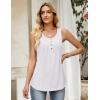 Zeagoo Tank Top for Women 2026 Summer Loose Fit Sleeveless Pleated Flowy Floral Tunic Dressy Blouse(White)
