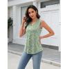 Zeagoo Tank Top for Women V Neck Loose Fit Sleeveless Summer Tops Business Casual Outfits Dressy Blouses Shirts(01 Green Flowers)