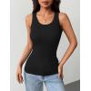 Zeagoo Tank Tops with Built in Bra for Women Sleeveless Crewneck Racerback Ribbed Fitted Tops Basic Summer Clothing 2026(1-black)