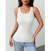 Zeagoo Tank Tops with Built in Bra for Women Sleeveless Crewneck Racerback Ribbed Fitted Tops Basic Summer Clothing 2026(1-white)