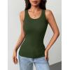 Zeagoo Tank Tops with Built in Bra for Women Sleeveless Crewneck Racerback Ribbed Fitted Tops Basic Summer Clothing 2026(Army Green)