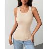 Zeagoo Tank Tops with Built in Bra for Women Sleeveless Crewneck Racerback Ribbed Fitted Tops Basic Summer Clothing 2026(Beige)