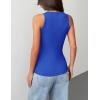 Zeagoo Tank Tops with Built in Bra for Women Sleeveless Crewneck Racerback Ribbed Fitted Tops Basic Summer Clothing 2026(Blue)
