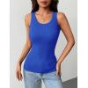 Zeagoo Tank Tops with Built in Bra for Women Sleeveless Crewneck Racerback Ribbed Fitted Tops Basic Summer Clothing 2026(Blue)