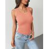 Zeagoo Tank Tops with Built in Bra for Women Sleeveless Crewneck Racerback Ribbed Fitted Tops Basic Summer Clothing 2026(Coral)