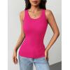 Zeagoo Tank Tops with Built in Bra for Women Sleeveless Crewneck Racerback Ribbed Fitted Tops Basic Summer Clothing 2026(Hot Pink)