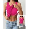 Zeagoo Tank Tops with Built in Bra for Women Sleeveless Crewneck Racerback Ribbed Fitted Tops Basic Summer Clothing 2026(Hot Pink)