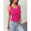 Zeagoo Tank Tops with Built in Bra for Women Sleeveless Crewneck Racerback Ribbed Fitted Tops Basic Summer Clothing 2026(Hot Pink)