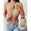 Zeagoo Tank Tops with Built in Bra for Women Sleeveless Crewneck Racerback Ribbed Fitted Tops Basic Summer Clothing 2026(Khaki)