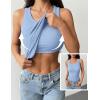Zeagoo Tank Tops with Built in Bra for Women Sleeveless Crewneck Racerback Ribbed Fitted Tops Basic Summer Clothing 2026(Light Blue)
