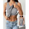 Zeagoo Tank Tops with Built in Bra for Women Sleeveless Crewneck Racerback Ribbed Fitted Tops Basic Summer Clothing 2026(Light Grey)