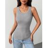 Zeagoo Tank Tops with Built in Bra for Women Sleeveless Crewneck Racerback Ribbed Fitted Tops Basic Summer Clothing 2026(Light Grey)