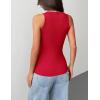 Zeagoo Tank Tops with Built in Bra for Women Sleeveless Crewneck Racerback Ribbed Fitted Tops Basic Summer Clothing 2026(Red)