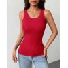 Zeagoo Tank Tops with Built in Bra for Women Sleeveless Crewneck Racerback Ribbed Fitted Tops Basic Summer Clothing 2026(Red)