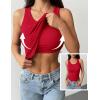 Zeagoo Tank Tops with Built in Bra for Women Sleeveless Crewneck Racerback Ribbed Fitted Tops Basic Summer Clothing 2026(Red)