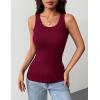 Zeagoo Tank Tops with Built in Bra for Women Sleeveless Crewneck Racerback Ribbed Fitted Tops Basic Summer Clothing 2026(Wine Red)