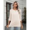 Zeagoo Women Tops 3 Pack 3/4 Sleeve Crewneck Cute Basics Tees Casual Fashion Summer Spring T Shirts Business Work Tee Top(Black-apricot-coffee)