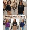 Zeagoo Women Tops 3 Pack 3/4 Sleeve Crewneck Cute Basics Tees Casual Fashion Summer Spring T Shirts Business Work Tee Top(Black-navy Blue-fuchsia)