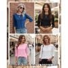 Zeagoo Women Tops 3 Pack 3/4 Sleeve Crewneck Cute Basics Tees Casual Fashion Summer Spring T Shirts Business Work Tee Top(Black-pink-blue)