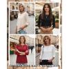 Zeagoo Women Tops 3 Pack 3/4 Sleeve Crewneck Cute Basics Tees Casual Fashion Summer Spring T Shirts Business Work Tee Top(Black-red-apricot)