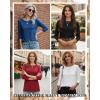 Zeagoo Women Tops 3 Pack 3/4 Sleeve Crewneck Cute Basics Tees Casual Fashion Summer Spring T Shirts Business Work Tee Top(Black-red-blue)