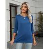 Zeagoo Women Tops 3 Pack 3/4 Sleeve Crewneck Cute Basics Tees Casual Fashion Summer Spring T Shirts Business Work Tee Top(Black-red-blue)